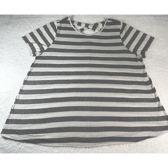 Lane Bryant Striped Top Women's Size 18/20 Short Sleeve Polyester Blend - Picture 1 of 7